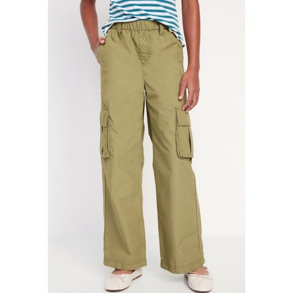 Old Navy Olive Green Elastic Waist Pockets Wide Leg Cargo Pants Size XXL 18 - Picture 1 of 5